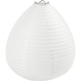Rijstpapier lamp, Druppel, H: 27 cm, d 25 cm, wit, 1 stuk [HOB-500282]