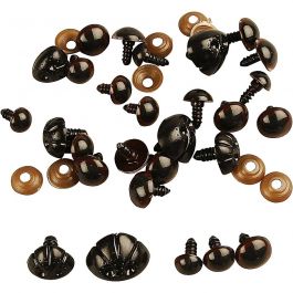 Teddybeer ogen & neuzen, d 10-15 mm, afm 15-25 mm, 130 div/ 1 doos [HOB-50098]