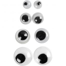 Yeux Mobiles, Non autocollants, d 4+6+8+10 mm, 40 ass./ 1 Pq. [HOB-50138]