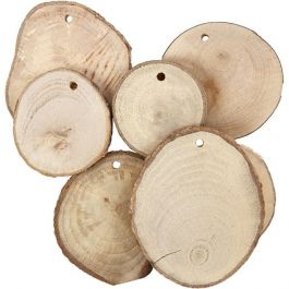 Disques en bois, d: 4-7cm, ép. 5 mm, 25pièces [HOB502290]