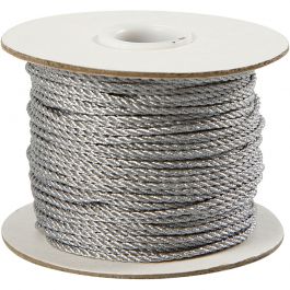 Corde, ép. 2 mm, argent, 50 m/ 1 rouleau [HOB-50311]