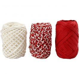 Ficelle de papier, harmonie rouge/blanc, 3x10 m/ 1 Pq. [HOB-50321]