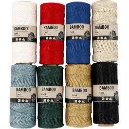 Bamboekoord, dikte 1 mm, diverse kleuren, 8x65 m/ 1 set [HOB-503480]