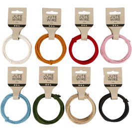 Jute koord, dikte 2-4 mm, diverse kleuren, 8x3 m/ 1 set [HOB-503490]