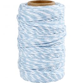 Katoenkoord, dikte 1,1 mm, wit/lichtblauw, 50 m/ 1 rol [HOB-503793]