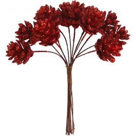 Pommes de pin artificielles, d 20 mm, rouge cerise, 12 pièce/ 1 Pq. [HOB-504424]