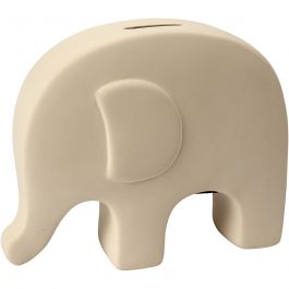 Spaarolifant, H: 14 cm, L: 16,7 cm, wit, 8 stuk/ 1 doos [HOB-50539]