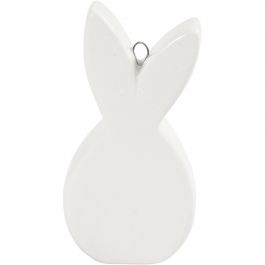 Konijn, L: 7,2 cm, B: 3,6 cm, dikte 1,4 cm, wit, 3 stuk/ 1 doos [HOB-505770]