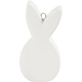 Konijn, L: 7,2 cm, B: 3,6 cm, dikte 1,4 cm, wit, 12 stuk/ 1 doos [HOB-50577]