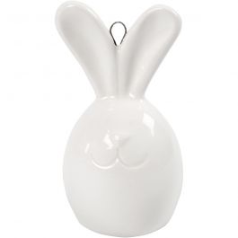 Konijn, H: 6,7 cm, d 3,6 cm, wit, 3 stuk/ 1 doos [HOB-505780]
