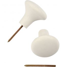 Patère, H: 5,1cm, d 5,4cm, blanc, 4 pièces/ 1 Pq. [HOB-506960]
