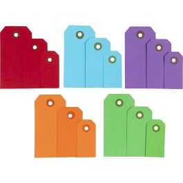 Manilla-labels, afm 3x6+4x8+5x10 cm, 220 gr, diverse kleuren, 500 stuk/ 1 doos [HOB-51009]