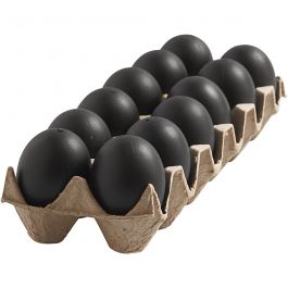Eieren, H: 6 cm, zwart, 12 stuk/ 1 doos [HOB-51025]