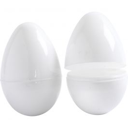 Eieren, H: 8 cm, d 5,5 cm, wit, 12 stuk/ 1 doos [HOB-51036]