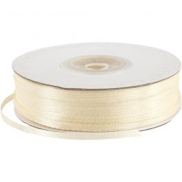 Satijnlint, B: 3 mm, off-white, 100 m/ 1 rol [HOB-51366]