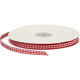 Ruban vichy, L : 6 mm, rouge/blanc, 50 m/ 1 rouleau [HOB-51385]
