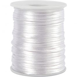 Cordon en satin, ép. 2 mm, blanc, 50 m/ 1 rouleau [HOB-515507]