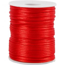 Cordon en satin, ép. 2 mm, rouge, 50 m/ 1 rouleau [HOB-515508]