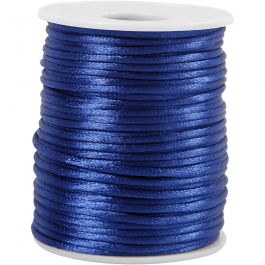 Cordon en satin, ép. 2 mm, bleu foncé, 50m/ 1 rouleau [HOB-515517]