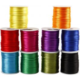 Cordon en satin, ép. 2 mm, Couleurs vives, 10x50 m/ 1 Pq. [HOB-51551]