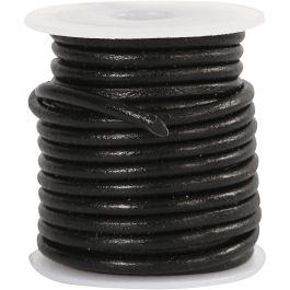 Leerkoord, dikte 3 mm, zwart, 5 m/ 1 rol [HOB-51565]