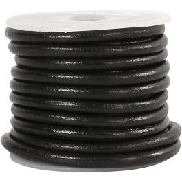 Leerkoord, dikte 4 mm, zwart, 5 m/ 1 rol [HOB-51566]