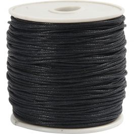 Katoenkoord, dikte 1 mm, zwart, 40 m/ 1 rol [HOB-51580]