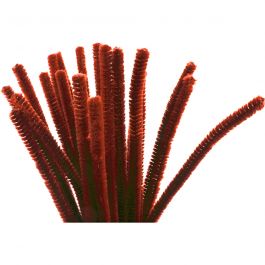 Chenilledraad, L: 30 cm, dikte 9 mm, antiek rood, 25 stuk/ 1 doos [HOB-51601]