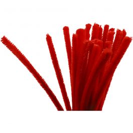 Fil chenille, L: 30cm, ép. 9 mm, rouge, 25 pièces/ 1 Pq. [HOB-51603]