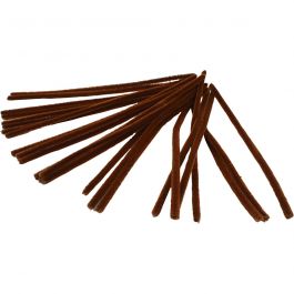 Chenille, L: 30 cm, dikte 9 mm, bruin, 25 stuk/ 1 doos [HOB-51605]