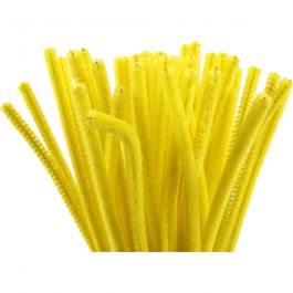 Chenille, L: 30 cm, dikte 6 mm, geel, 50 stuk/ 1 doos [HOB-51616]