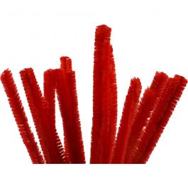 Chenille, L: 30 cm, dikte 15 mm, rood, 15 stuk/ 1 doos [HOB-51623]