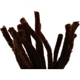 Chenille, L: 30 cm, dikte 15 mm, bruin, 15 stuk/ 1 doos [HOB-51624]