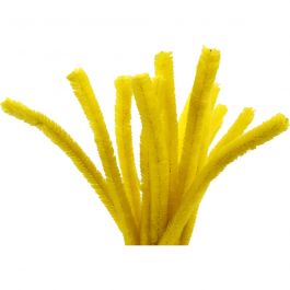 Chenille, L: 30 cm, dikte 15 mm, geel, 15 stuk/ 1 doos [HOB-51626]