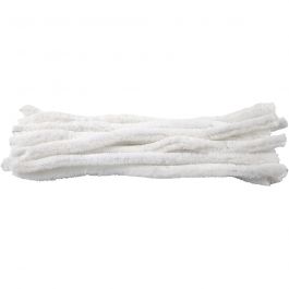 Chenille, L: 30 cm, dikte 15 mm, wit, 15 stuk/ 1 doos [HOB-51629]
