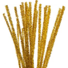 Fil chenille, L: 30cm, ép. 6 mm, paillettes, or, 24 pièces/ 1 Pq. [HOB-51630]