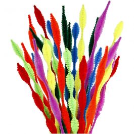 Chenille, gegolfd, L: 30 cm, dikte 5-12 mm, diverse kleuren, 28 div/ 1 doos [HOB-51631]