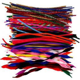 Chenille, L: 30,5 cm, dikte 4-6 mm, diverse kleuren, 250 div/ 1 doos [HOB-51633]