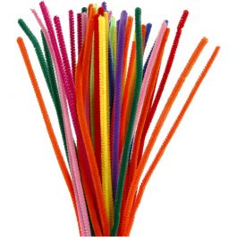 Chenille, L: 30 cm, dikte 6 mm, diverse kleuren, 50 div/ 1 doos [HOB-51636]