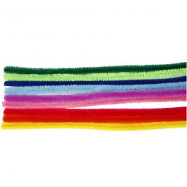 Chenille, L: 30 cm, dikte 9 mm, diverse kleuren, 25 div/ 1 doos [HOB-51637]