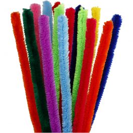 Chenille, L: 30 cm, dikte 15 mm, diverse kleuren, 15 div/ 1 doos [HOB-51638]