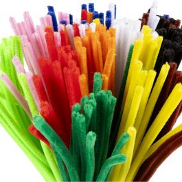 Fil chenille, L: 30cm, ép. 6 mm, ass. de couleurs, 200 ass./ 1 Pq. [HOB-51642]