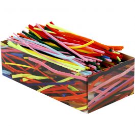 Chenille, L: 30 cm, dikte 4+6+9 mm, diverse kleuren, 700 div/ 1 doos [HOB-51645]