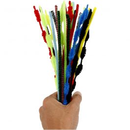 Chenille, L: 30 cm, dikte 5-12 mm, diverse kleuren, 30 stuk/ 1 doos [HOB-51667]