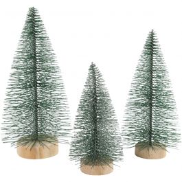 Sapins de Noël, H: 10+13+14cm, 3 pièces/ 1 Pq. [HOB-51669]