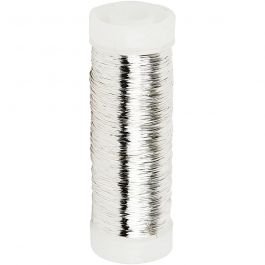 Fil argenté, ép. 0,2 mm, argenté, 50 gr, 110 m/ 1 rouleau [HOB-51756]