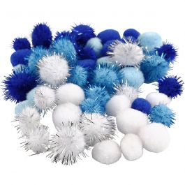 Pompons, d 15+20 mm, ass. de couleurs, 48 ass./ 1 Pq. [HOB-51883]