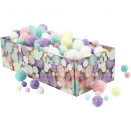 Pompons, d 15-40 mm, paillettes, couleurs pastel, 400 gr/ 1 Pq. [HOB-51895]