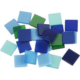 Mini-mosaïques, dim. 10x10 mm, ép. 2 mm, harmonie bleu/vert, 25 gr/ 1 Pq. [HOB-51930]