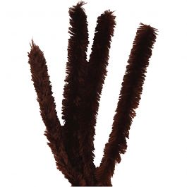 Chenille, L: 40 cm, dikte 30 mm, bruin, 4 stuk/ 1 doos [HOB-51940]